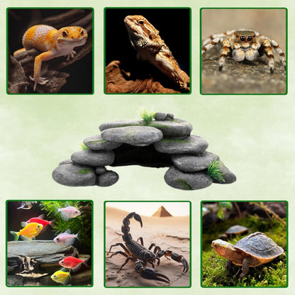 Aquarium Rock Cave House, Natural Looking Rocks | Built with durable materials, these reptile cave shelters work great as aquarium decor.