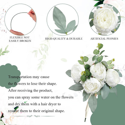50Pcs Artificial Peonies Flowers Bulk, 4’’ - White
