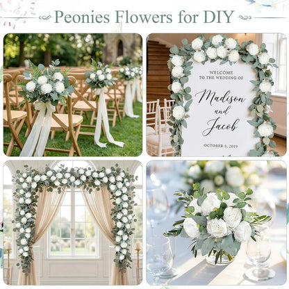 50Pcs Artificial Peonies Flowers Bulk, 4’’ - White