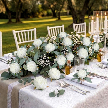 50Pcs Artificial Peonies Flowers Bulk, 4’’ - White