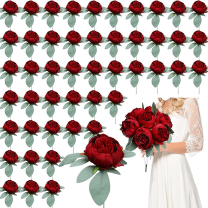 50Pcs Artificial Peonies Flowers Bulk, 4’’ - White