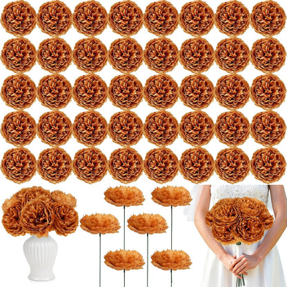 50Pcs Artificial Peonies Flowers Bulk, 4’’ - White