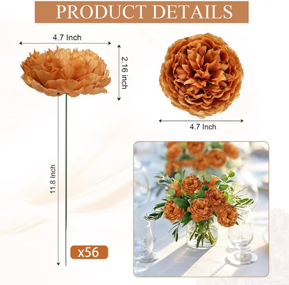 50Pcs Artificial Peonies Flowers Bulk, 4’’ - White
