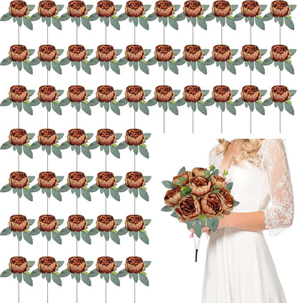 50Pcs Artificial Peonies Flowers Bulk, 4’’ - White