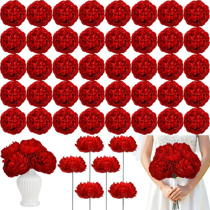50Pcs Artificial Peonies Flowers Bulk, 4’’ - White