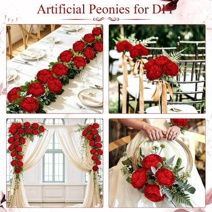 50Pcs Artificial Peonies Flowers Bulk, 4’’ - White