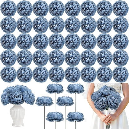 50Pcs Artificial Peonies Flowers Bulk, 4’’ - White