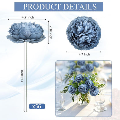 50Pcs Artificial Peonies Flowers Bulk, 4’’ - White