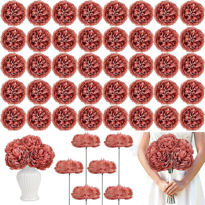 50Pcs Artificial Peonies Flowers Bulk, 4’’ - White