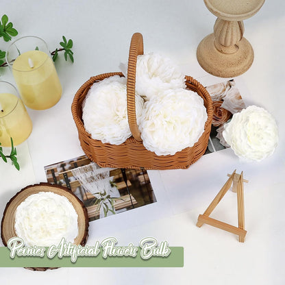 50Pcs Artificial Peonies Flowers Bulk, 4’’ - White