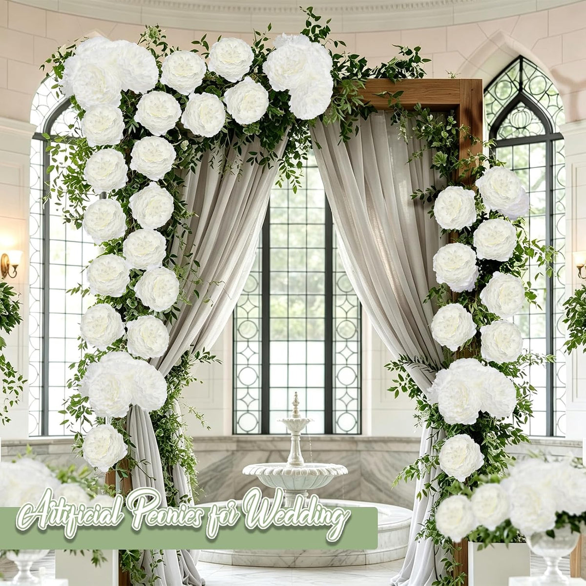 50Pcs Artificial Peonies Flowers Bulk, 4’’ - White