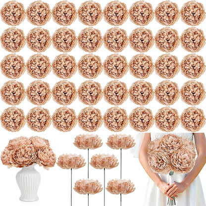 50Pcs Artificial Peonies Flowers Bulk, 4’’ - White