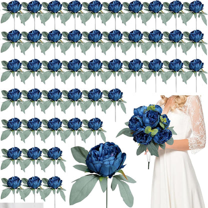 50Pcs Artificial Peonies Flowers Bulk, 4’’ - White