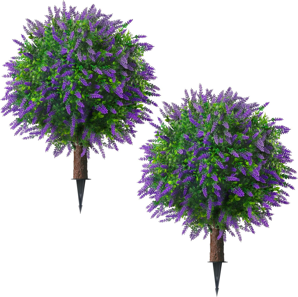 25.5" Artificial Lavender Topiary Ball Trees Set of 2 Purple