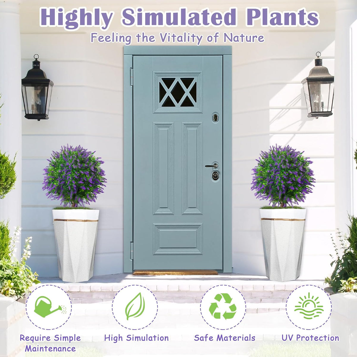 25.5" Artificial Lavender Topiary Ball Trees Set of 2 Purple