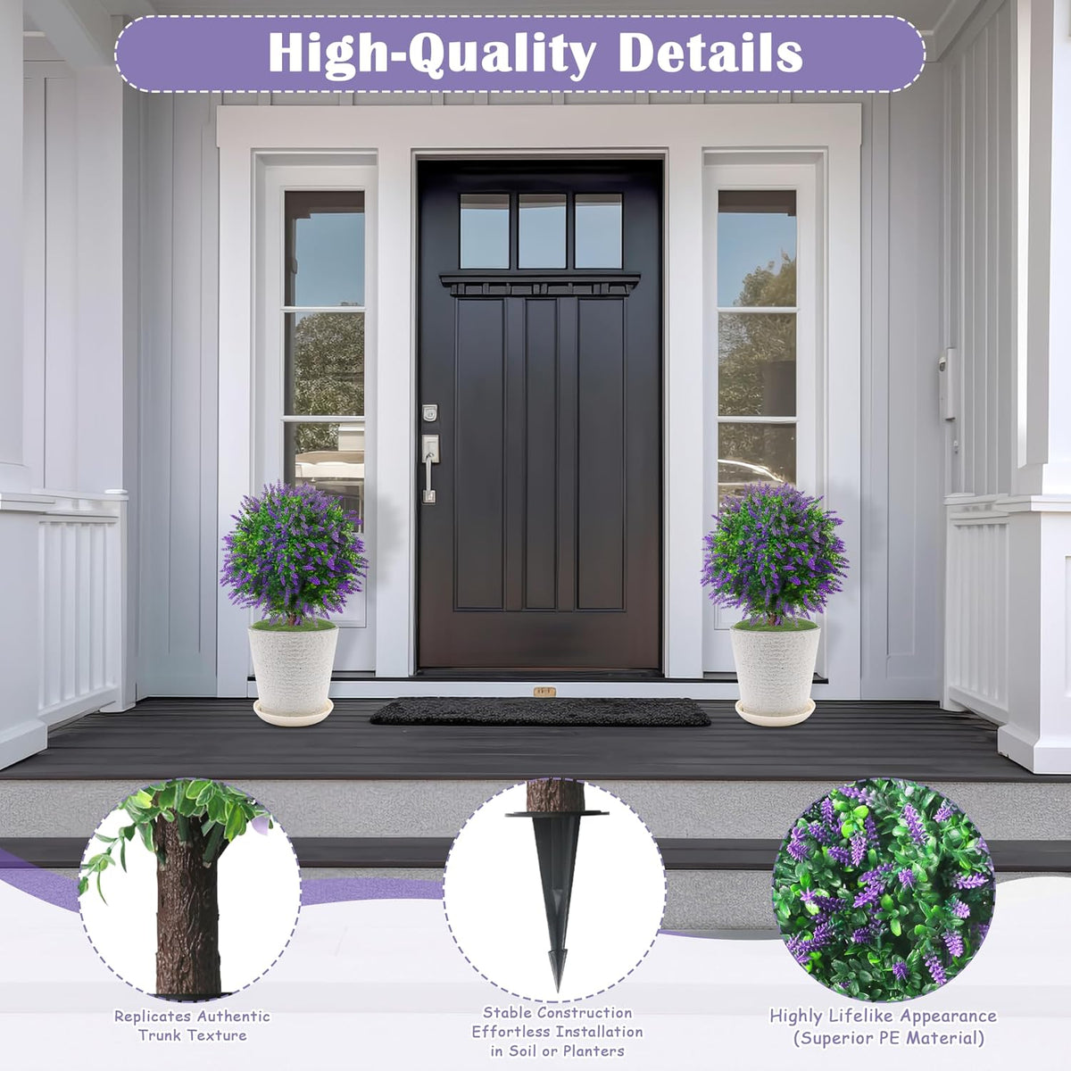 25.5" Artificial Lavender Topiary Ball Trees Set of 2 Purple