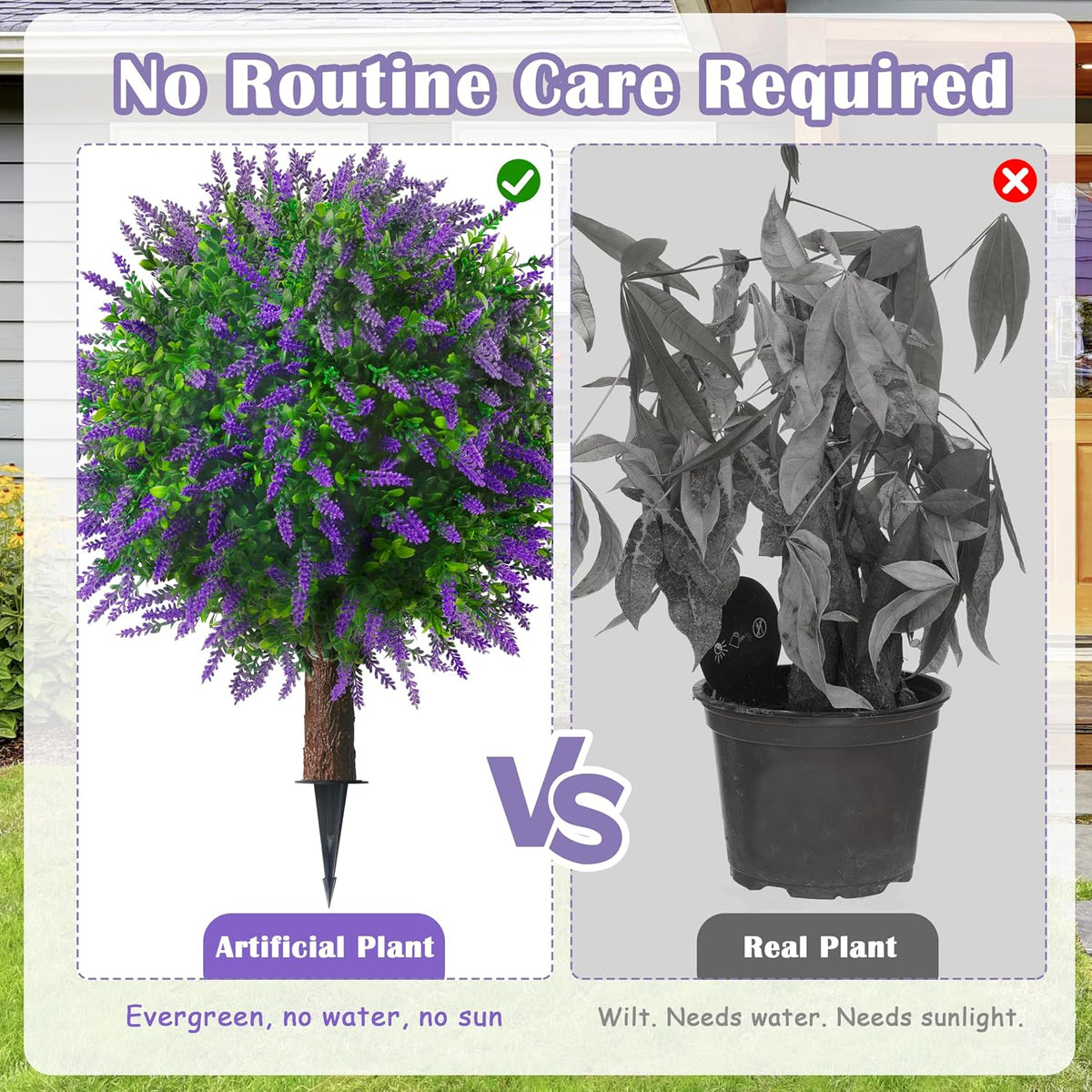 25.5" Artificial Lavender Topiary Ball Trees Set of 2 Purple