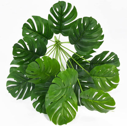 Artificial Monstera Deliciosa Plant 21 Inch, Fake Tropical Palm Tree Faux Greenery Leaves Plants for Indoor Outdoor Home Office Garden Houseplants Decor Wedding Party DIY Decoration - 1 Pack
