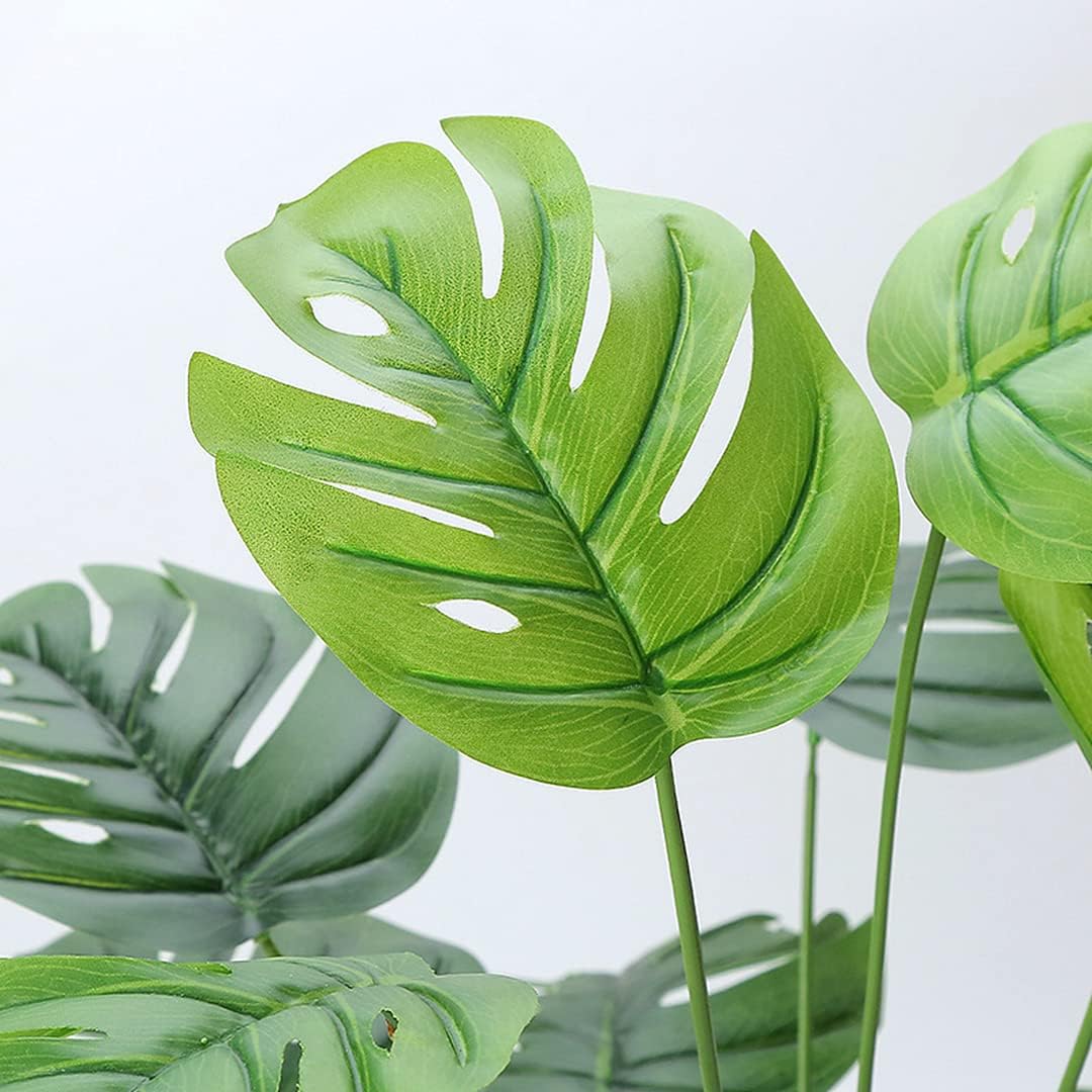 Artificial Monstera Deliciosa Plant 21 Inch, Fake Tropical Palm Tree Faux Greenery Leaves Plants for Indoor Outdoor Home Office Garden Houseplants Decor Wedding Party DIY Decoration - 1 Pack