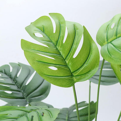Artificial Monstera Deliciosa Plant 21 Inch, Fake Tropical Palm Tree Faux Greenery Leaves Plants for Indoor Outdoor Home Office Garden Houseplants Decor Wedding Party DIY Decoration - 1 Pack