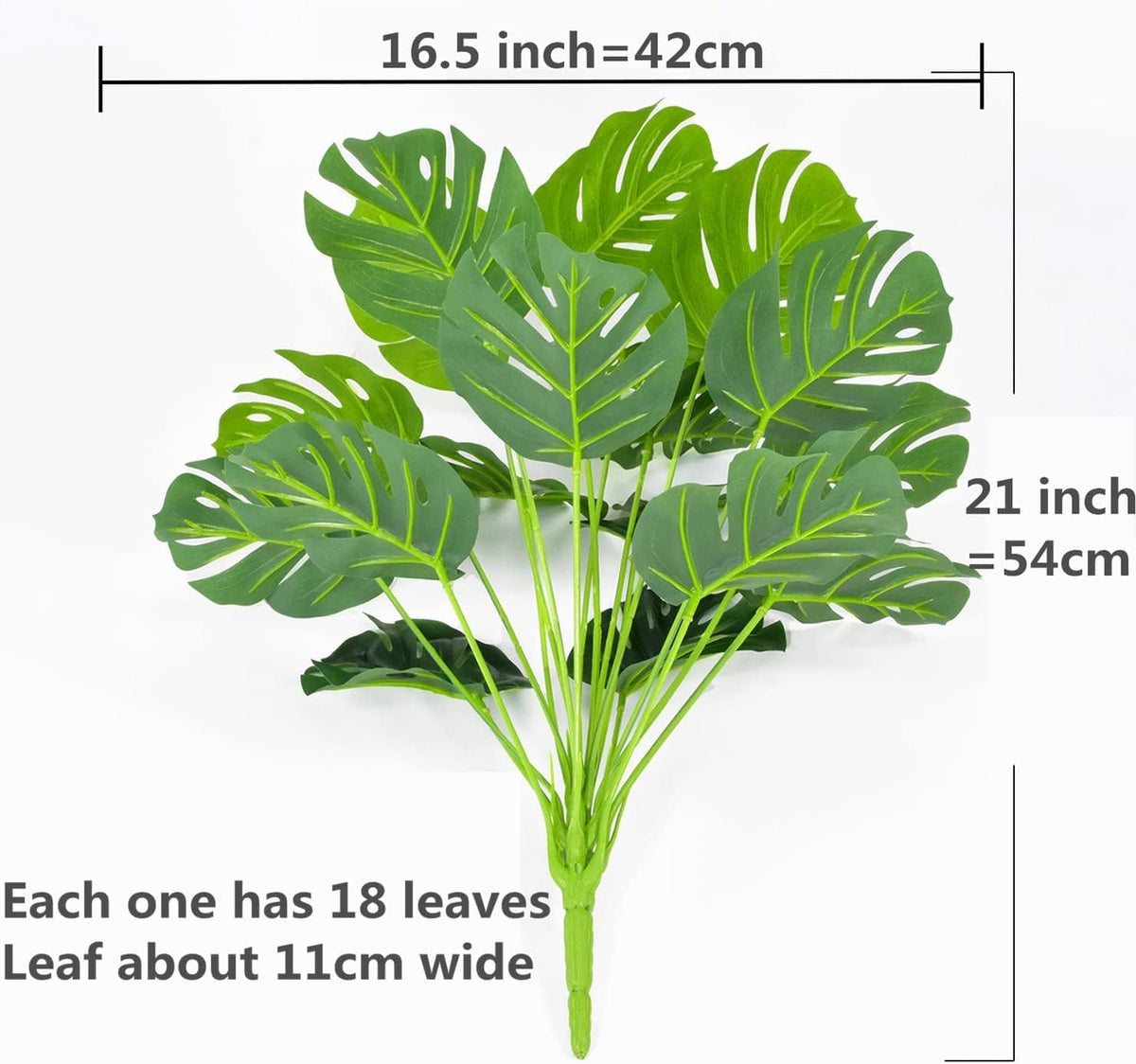 Artificial Monstera Deliciosa Plant 21 Inch, Fake Tropical Palm Tree Faux Greenery Leaves Plants for Indoor Outdoor Home Office Garden Houseplants Decor Wedding Party DIY Decoration - 1 Pack