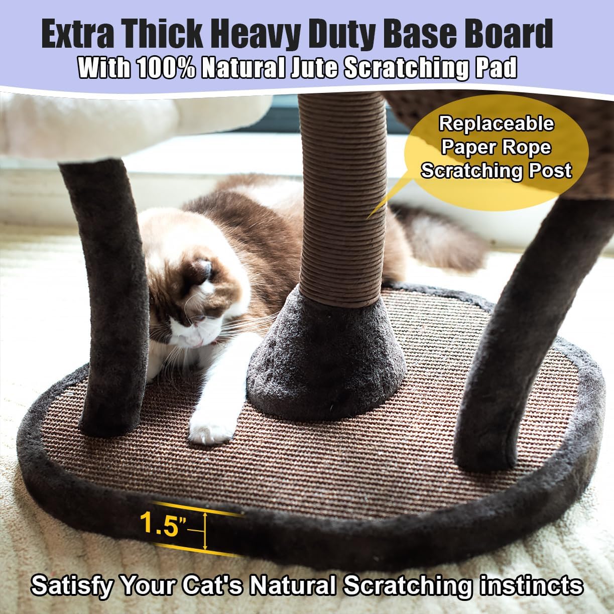 Catry Flower Cat Tree with Hideaway Condo, 3 Perches and Scratching Posts | Aesthetic floral cat condo tower for indoor cats, features durable sisal scratching posts, cozy plush flower beds & perches