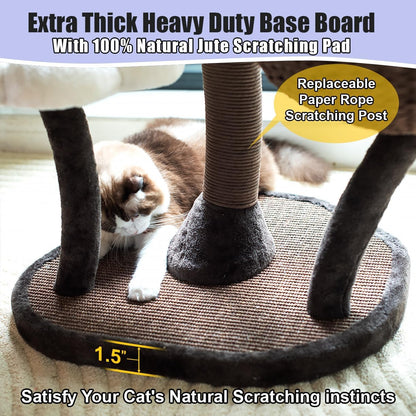 Catry Flower Cat Tree with Hideaway Condo, 3 Perches and Scratching Posts | Aesthetic floral cat condo tower for indoor cats, features durable sisal scratching posts, cozy plush flower beds & perches