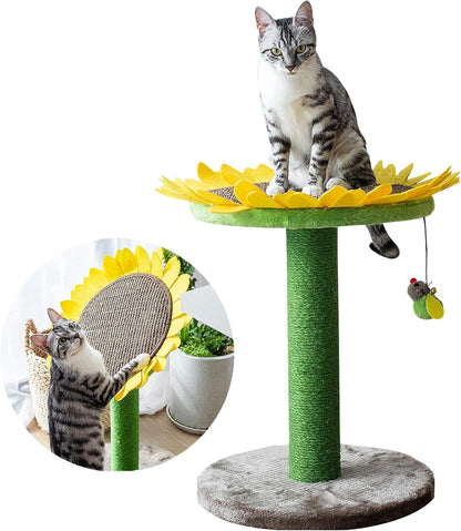 Catry Flower Cat Tree with Hideaway Condo, 3 Perches and Scratching Posts | Aesthetic floral cat condo tower for indoor cats, features durable sisal scratching posts, cozy plush flower beds & perches
