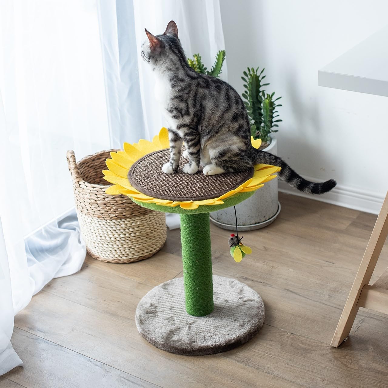 Catry Flower Cat Tree with Hideaway Condo, 3 Perches and Scratching Posts | Aesthetic floral cat condo tower for indoor cats, features durable sisal scratching posts, cozy plush flower beds & perches