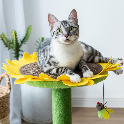 Catry Flower Cat Tree with Hideaway Condo, 3 Perches and Scratching Posts | Aesthetic floral cat condo tower for indoor cats, features durable sisal scratching posts, cozy plush flower beds & perches