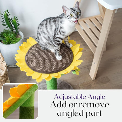 Catry Flower Cat Tree with Hideaway Condo, 3 Perches and Scratching Posts | Aesthetic floral cat condo tower for indoor cats, features durable sisal scratching posts, cozy plush flower beds & perches
