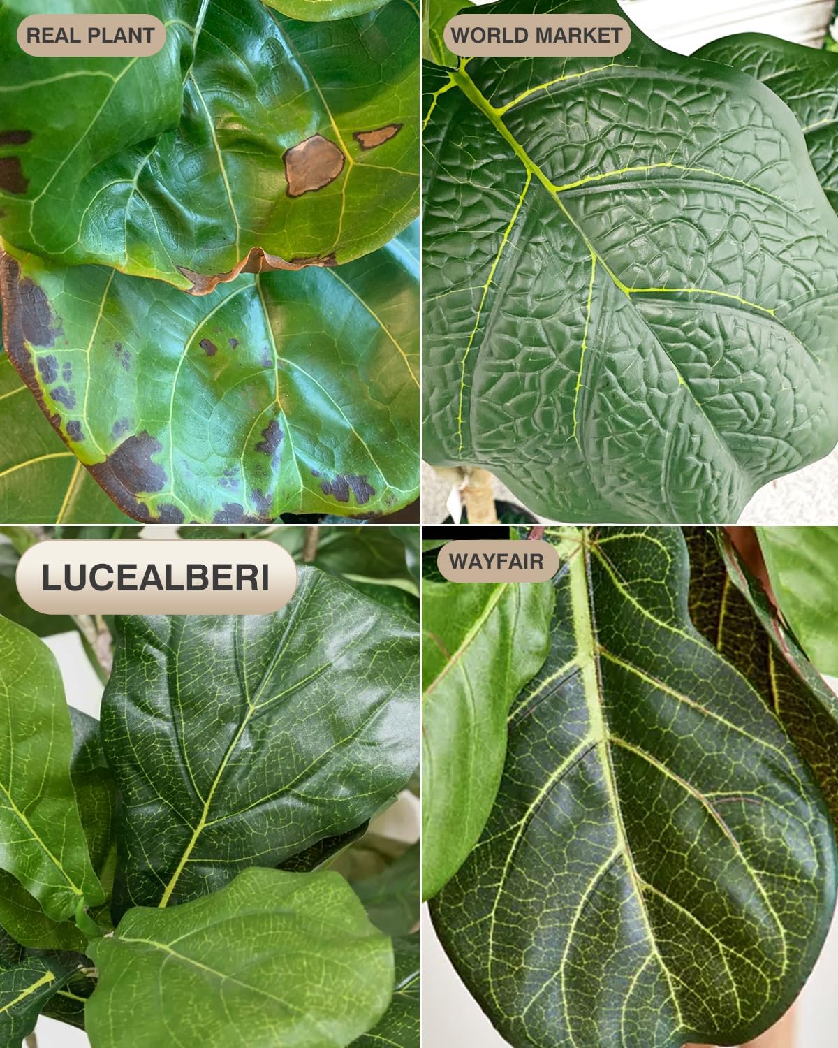 Artificial Fiddle Leaf Fig Tree 6FT with White Planter