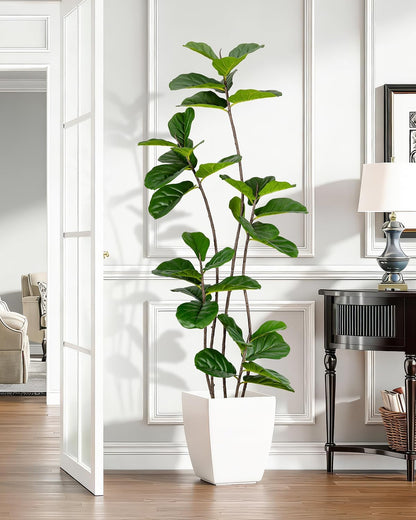 Artificial Fiddle Leaf Fig Tree 6FT with White Planter
