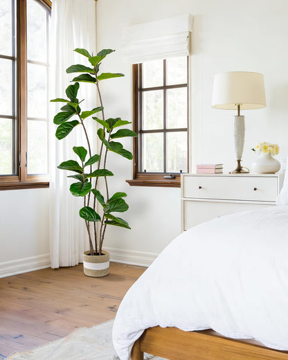Artificial Fiddle Leaf Fig Tree 6FT with White Planter