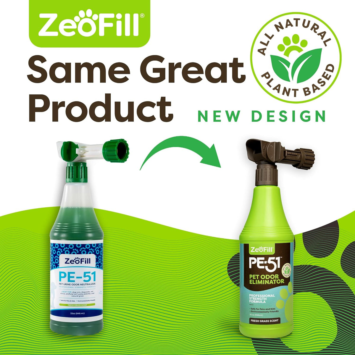 PE-51 Pet Odor Eliminator – Urine Odor Neutralizer with Max Flow Garden Hose Spray Nozzle | Pet, Turf & Yard Smell Remover | Cat & Dog Pee Deodorizer Spray | All Natural Enzymes | 32oz Bottle