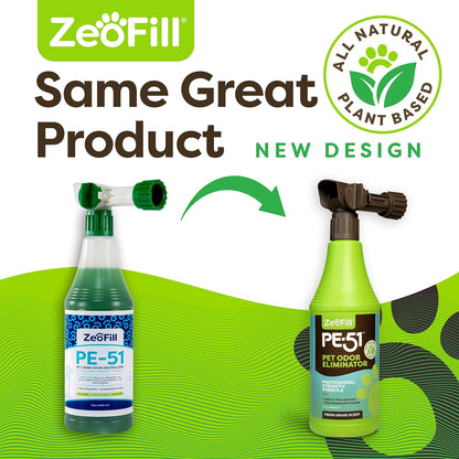PE-51 Pet Odor Eliminator – Urine Odor Neutralizer with Max Flow Garden Hose Spray Nozzle | Pet, Turf & Yard Smell Remover | Cat & Dog Pee Deodorizer Spray | All Natural Enzymes | 32oz Bottle
