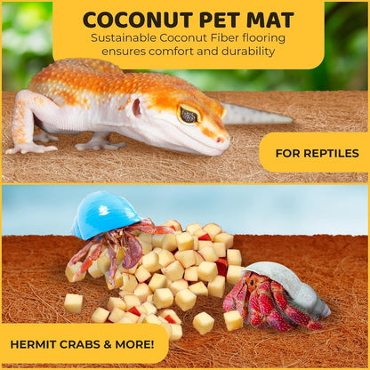 Coco Fiber Hermit Crab & Reptile Carpet, Gecko Terrarium Liner, and Floor Bedding Substrate & Supplies, Climbing Wall Carpet & Mat for Hermit Crabs, 10" x 13", 1 Piece Per Pack