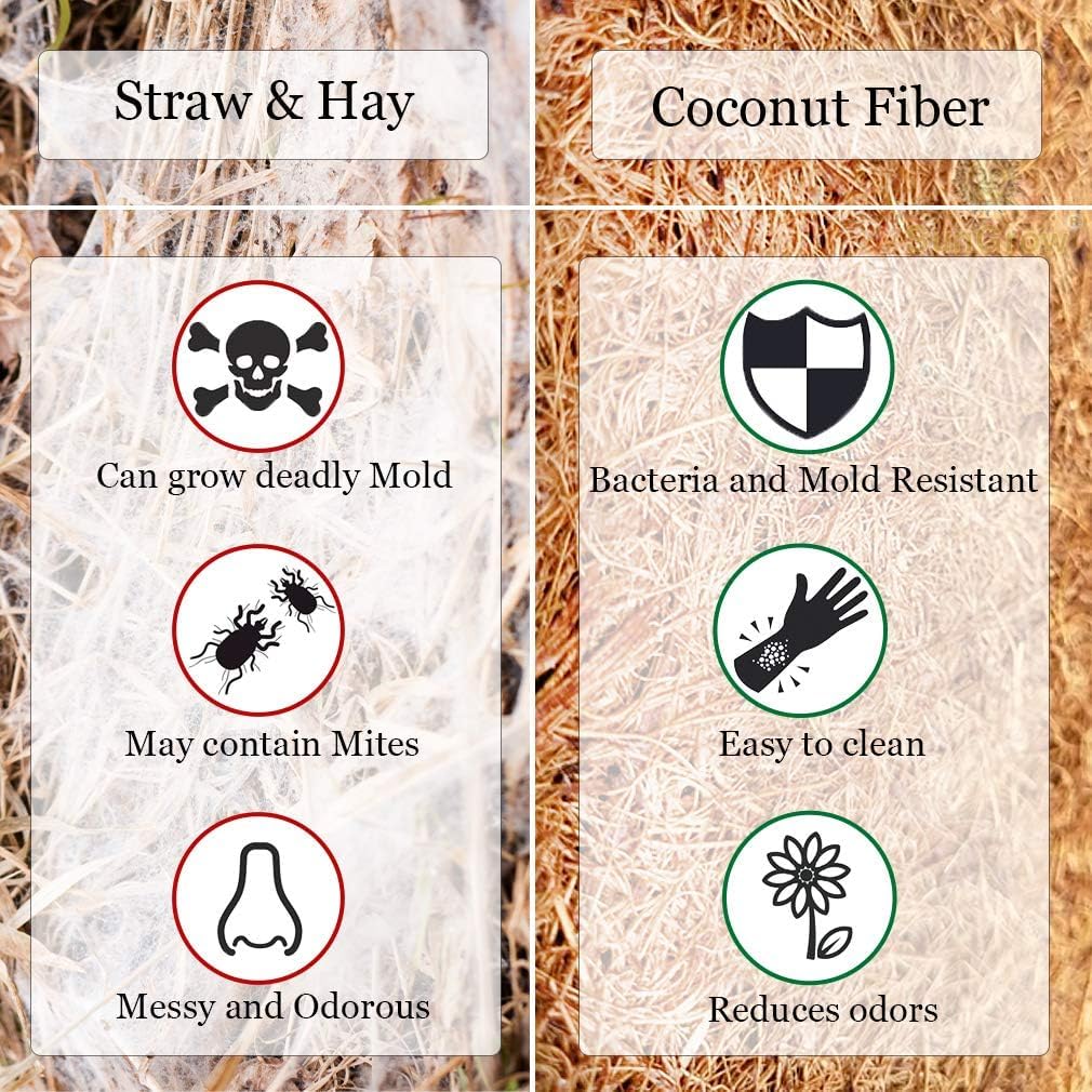 Coco Fiber Hermit Crab & Reptile Carpet, Gecko Terrarium Liner, and Floor Bedding Substrate & Supplies, Climbing Wall Carpet & Mat for Hermit Crabs, 10" x 13", 1 Piece Per Pack