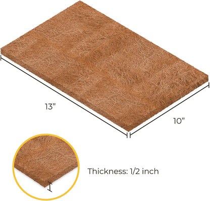 Coco Fiber Hermit Crab & Reptile Carpet, Gecko Terrarium Liner, and Floor Bedding Substrate & Supplies, Climbing Wall Carpet & Mat for Hermit Crabs, 10" x 13", 1 Piece Per Pack