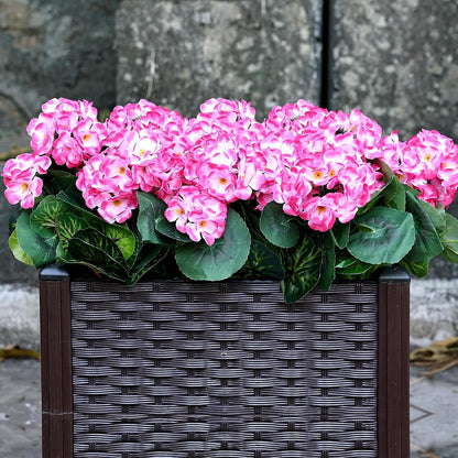 2 Pcs Pre-Potted Artificial Flowers for Outdoor - Pink | Faux Silk Geranium with Pot, 16 Inch, UV Resistant, Realistic, Front Porch Yard Balcony Home Decor