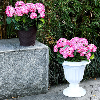2 Pcs Pre-Potted Artificial Flowers for Outdoor - Pink | Faux Silk Geranium with Pot, 16 Inch, UV Resistant, Realistic, Front Porch Yard Balcony Home Decor
