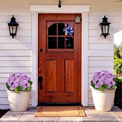 2 Pcs Pre-Potted Artificial Flowers for Outdoor - Pink | Faux Silk Geranium with Pot, 16 Inch, UV Resistant, Realistic, Front Porch Yard Balcony Home Decor