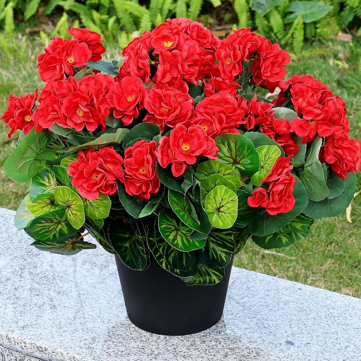 2 Pcs Pre-Potted Artificial Flowers for Outdoor - Pink | Faux Silk Geranium with Pot, 16 Inch, UV Resistant, Realistic, Front Porch Yard Balcony Home Decor