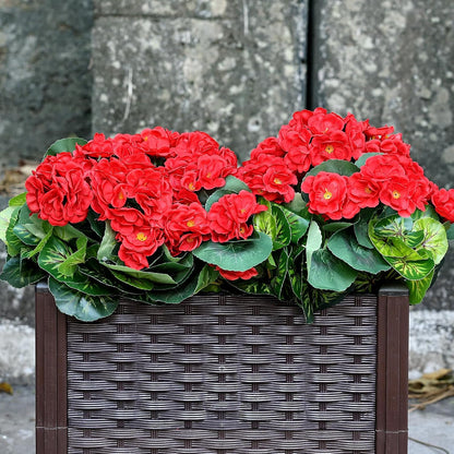 2 Pcs Pre-Potted Artificial Flowers for Outdoor - Pink | Faux Silk Geranium with Pot, 16 Inch, UV Resistant, Realistic, Front Porch Yard Balcony Home Decor