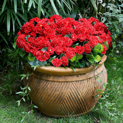 2 Pcs Pre-Potted Artificial Flowers for Outdoor - Pink | Faux Silk Geranium with Pot, 16 Inch, UV Resistant, Realistic, Front Porch Yard Balcony Home Decor