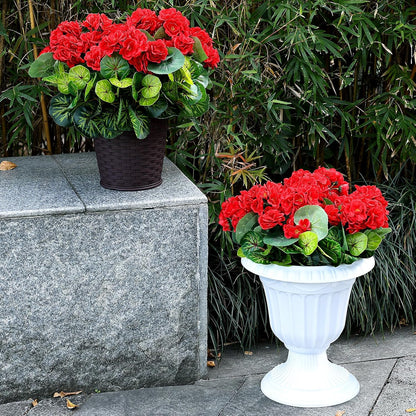 2 Pcs Pre-Potted Artificial Flowers for Outdoor - Pink | Faux Silk Geranium with Pot, 16 Inch, UV Resistant, Realistic, Front Porch Yard Balcony Home Decor