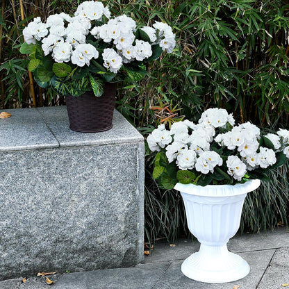 2 Pcs Pre-Potted Artificial Flowers for Outdoor - Pink | Faux Silk Geranium with Pot, 16 Inch, UV Resistant, Realistic, Front Porch Yard Balcony Home Decor