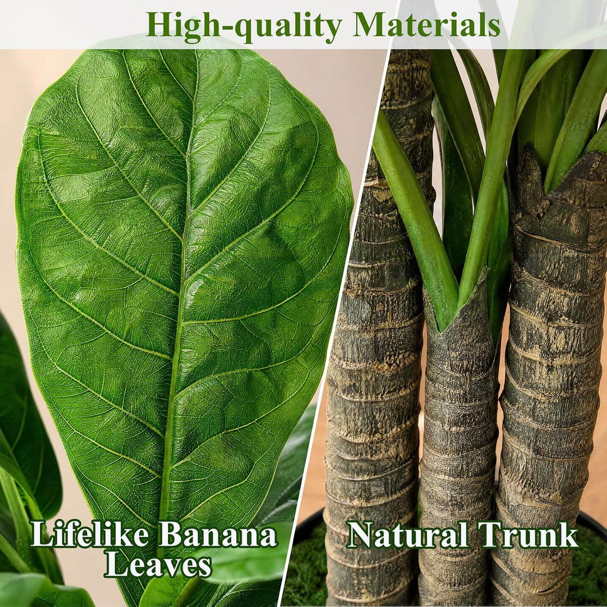 Artificial Banana Tree 6ft Tall Fake Banana Leaf Plant Faux Banana Tree with 15 Leaves Large Silk Tropical Tree for Home Mall Pool Patio Villa Indoor Outdoor Decor