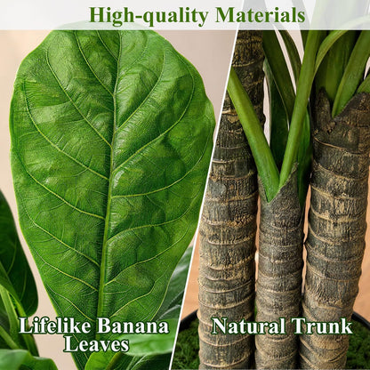 Artificial Banana Tree 6ft Tall Fake Banana Leaf Plant Faux Banana Tree with 15 Leaves Large Silk Tropical Tree for Home Mall Pool Patio Villa Indoor Outdoor Decor