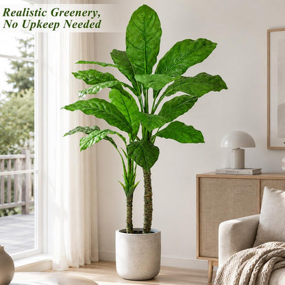 Artificial Banana Tree 6ft Tall Fake Banana Leaf Plant Faux Banana Tree with 15 Leaves Large Silk Tropical Tree for Home Mall Pool Patio Villa Indoor Outdoor Decor